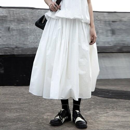 Johnature New Women All Match Patchwork Multi-layer Mesh Skirts 2021 Summer Casual Loose Elastic Waist Solid Color Female Skirts