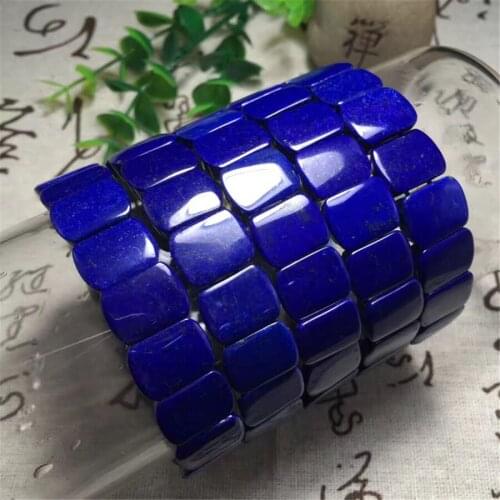 Genuine Deep Blue Lapis Lazuli Natural Stone Bracelets For Women Charm Rectangle Crystal Bead Stretch Bracelet