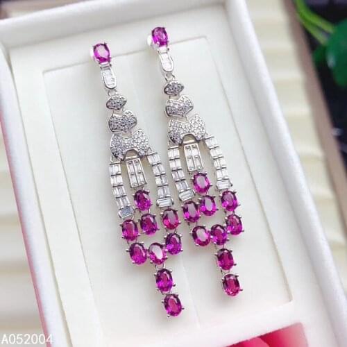 KJJEAXCMY Fine Jewelry 925 sterling silver inlaid natural gemstone garnet female earrings Eardrop luxury support test