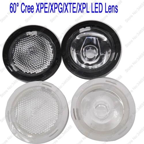 10pcs 20mm CREE XPE / XPG / XTE / XPL Emitter 60 Degree Beaded or Clear Surface LED LENS/Reflector Collimator Black or White
