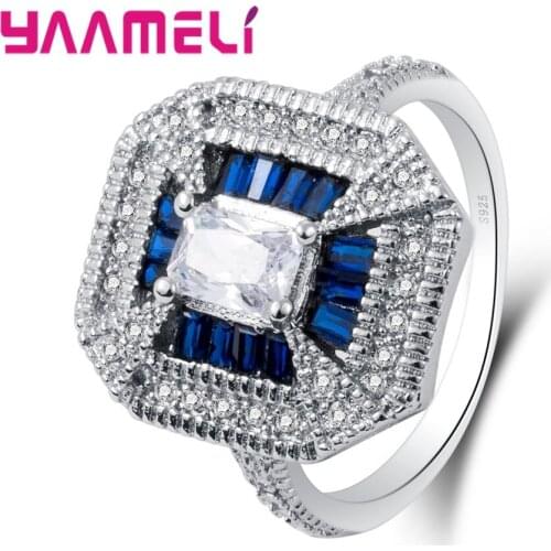 100% Perfect 925 Sterling Silver Finger Rings Super Sparking Crystal Cubic Zirconia For Women Ladies Jewelry Wholesale