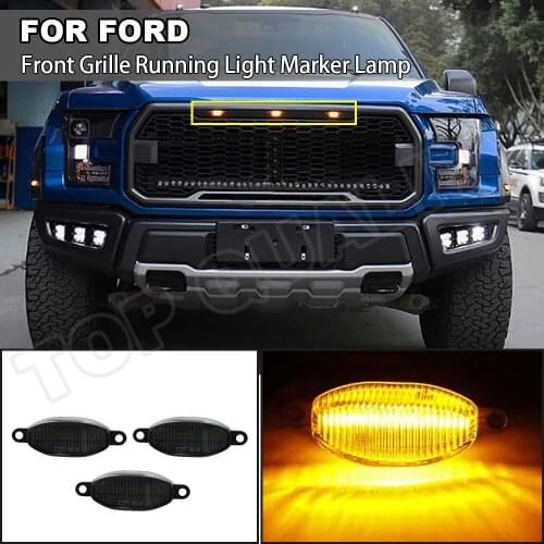 3PCS Rear Tailgate LED Side Marker Error Free Lights For FORD Raptor 2010 2011 2012-2014 Clear Lens Yellow Lamp High Quality