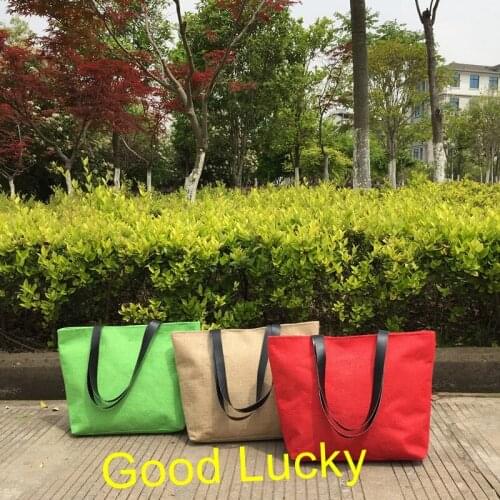 30pcs/lot Wholesale Ready To Ship Eco Recycle Large Burlap Jute Reusable Hemp Shopping Tote Bag