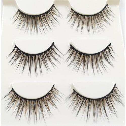 3D-15 Exaggerated Color False Eyelashes Brown Black Cross Messy Thick 3D Fake Eyelashes Latin Show Makeup Tools Eye Lashes