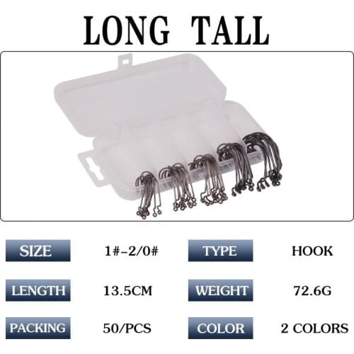 50Pcs/set Soft Bait Hook Jig Barbed With Hole High Carbon Steel Fishhooks Set For Fishing Tackle Accessories