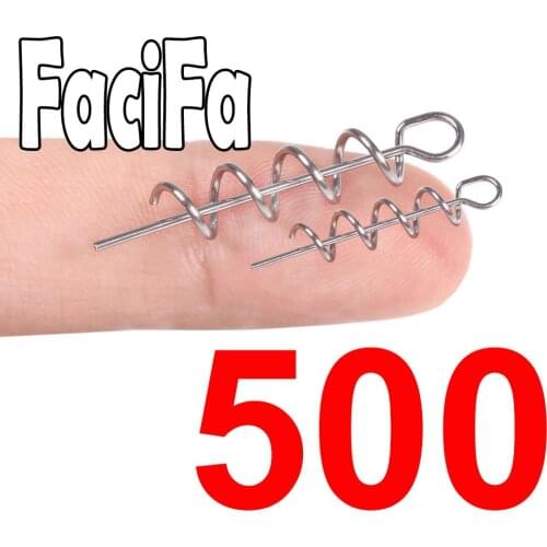 500 pcs Stainless Steel Fishing pins Spring Twist Lock Fishing Screw Centering Pin Fixed Latch Needle for Soft Lure Bait Worm