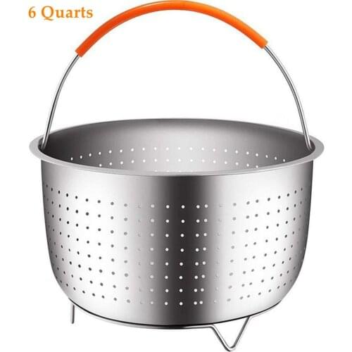 6 Qt 304 Stainless Steel Steamer Basket Instant Pot Accessories for Instant Pot Pressure Cooker with Silicone Covered Handle