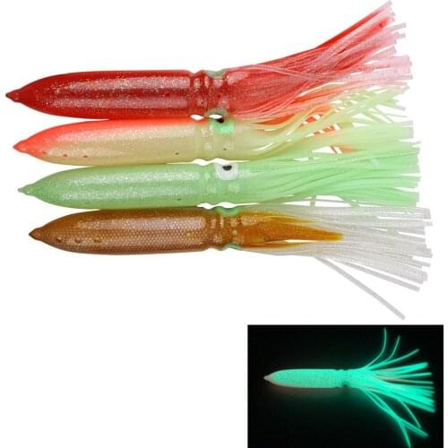 7pcs 30cm luminous Squid Skirts Soft Plastic octopus fishing Lures Trolling Saltwater Bait for tuna fishing