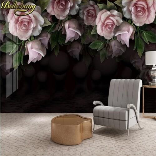 Beibehang rose wall paper European minimalist bedroom living room TV backdrop KTV abstract flowers mural wallpaper