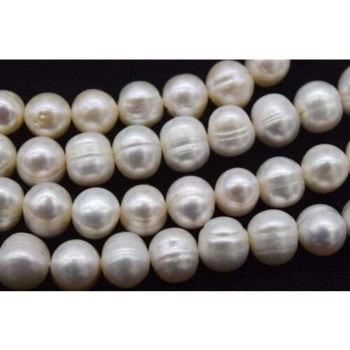Loose beads white near round freshwater pearl 9-10mm 14" for DIY jewelry making FPPJ wholesale beads nature