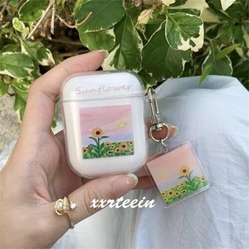 Ins Style Flower Painting Art Clear Soft Silicone Wireless Bluetooth Earphone Case For Apple Airpod 2/1 Cases For Airpods Pro 3