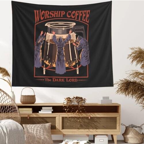 Boho Blanket Black Tapestry Dorm Room Decor Tarot Worship Coffee Tapestry Art Bohemian Wall Hanging cloth Psychedelic Decor