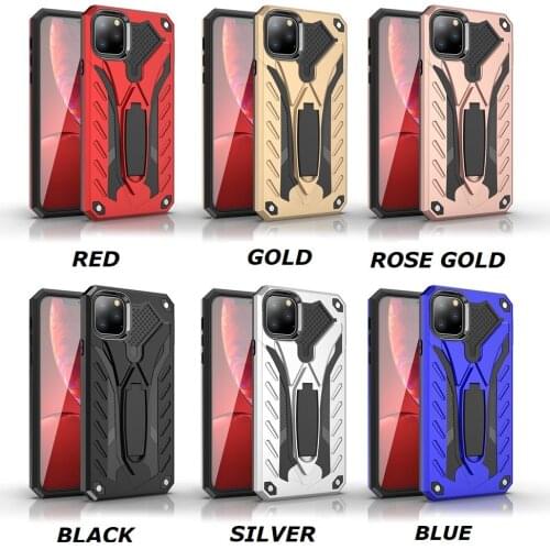 For iPhone 11ProMax Hard Phone Case With Stand Bumper Housing Knight Armor ShockProof Case for iPhone11 iPhone11Pro Coque Funda