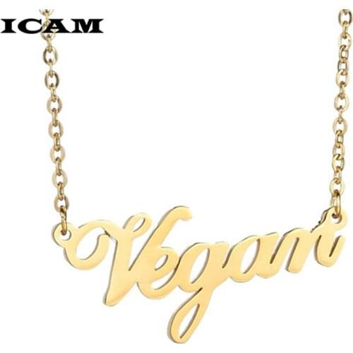 ICAM Vegan Jewelry Vegetarian Symbol Silver Plated Letters Vegan Necklace Vegan Lifestyle Gift Jewelry for women