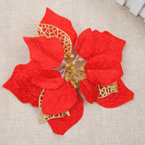 20cm Artificial Red Flower Heads DIY Garland Christmas Tree Rattan Embellishment Accessories Scrapbooking Flowers For Festival