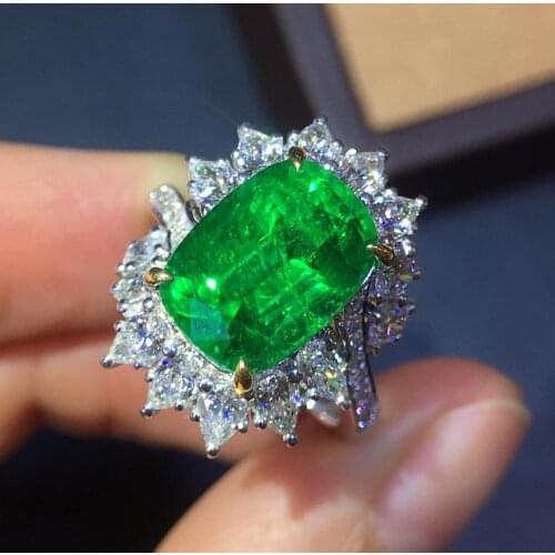 J1215 Emerald Ring 4.55ct Pure 18 K Gold Jewelry Nature Green Emerald Diamond Female Rings for women Fine Ring