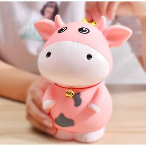 Cute Piggy Bank Animal Cow Money Box Decorative Boxes Savings Box For Coins Piggy Bank Banknotes Children Gifts Large Safe Box