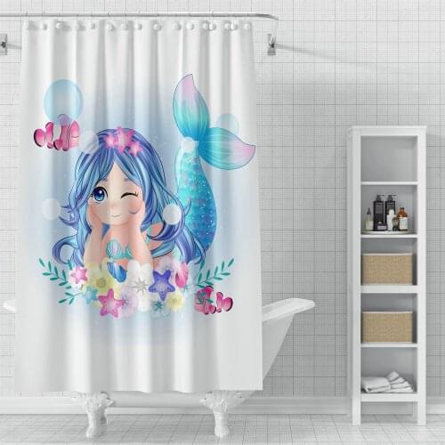 Creative mermaid pattern cartoon beautiful shower curtain windproof bathroom layout home decoration