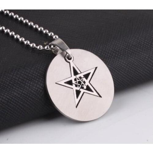 Round card Double stars tags pendant necklaces bead chain for men women 316L Stainless Steel necklace wholesale
