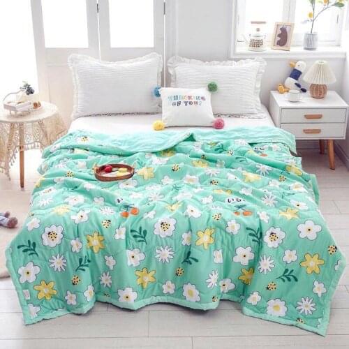 2021 New Thin Quilt Quilt Summer Comforter Microfiber Stitching Print Twin Queen Air-Condition Throws Blanket