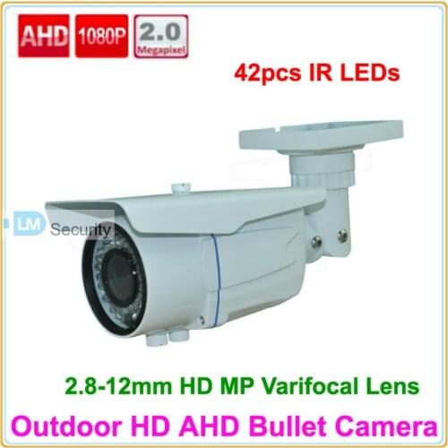 Lihmsek Top Quality 2.0 MP 1080P AHD Camera 2.8-12 mm Vari-focal lens 1200TVL Outdoor Bullet CCTV Security Camera Free Shipping