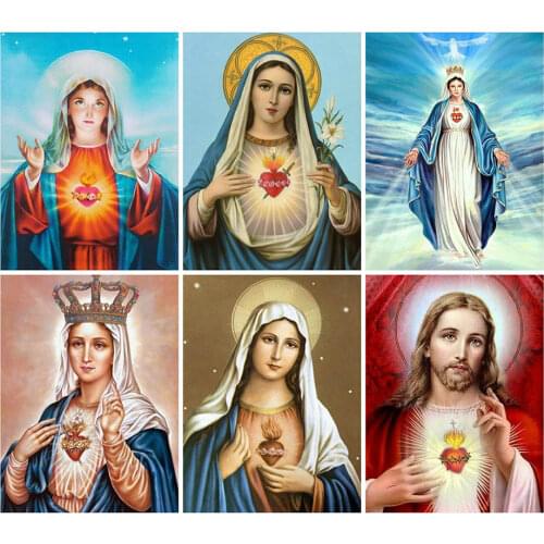 LZAIQIZG Diamond Embroidery Virgin Maria Full Square/Round DIY Diamond Painting Portrait Mosaic Art New Arrival Decor For Home