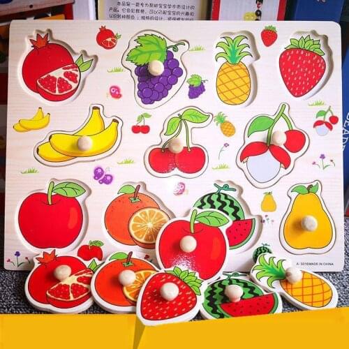 Cute Wooden AnimalPuzzles Toys Children Montessori Early Learning Letter Number Puzzles Wood Beads Lacing Board