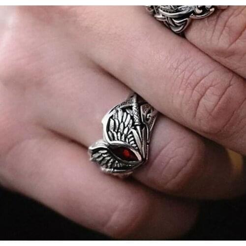 Fashion Vintage Stainless Steel Fallen angel Wing Ring Cubic Zirconia Jewelry For Mens horse eye Ring Anniversary Gift