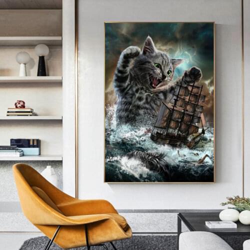 Monster Titan Cat Kraken Animal Picture Canvas Painting Wall Art Print Painting NordicStyle Picture Modern Livingroom Home Decor