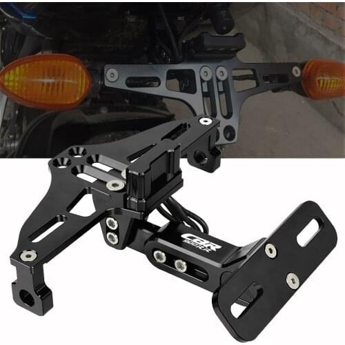 Motorcycle Adjustable Angle Aluminum License Number Plate Frame Holder Bracket LED Light For Honda CBR900RR CBR 900 RR 1993-1999