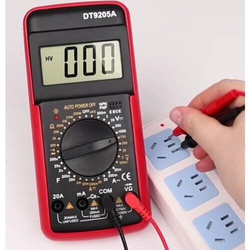 Manual Range Multimeter 1000V DC Current Resistance Frequency Test Carry A Protective Cover Line DT9205