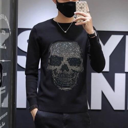 Mens Sweater Oversized Knitted Pullover Hip Hop Party Suitable For Spring Wool Hot Diamond Black Top Quality New Design