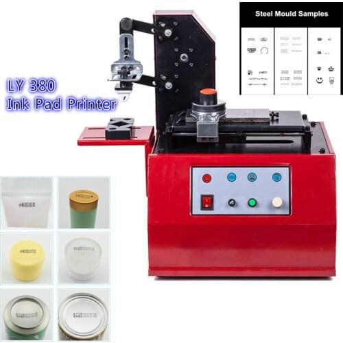 Desktop Electric Pad Printer Machine Printing Machine for Product Date Small Logo Print + Cliche Plate + Rubber Pad