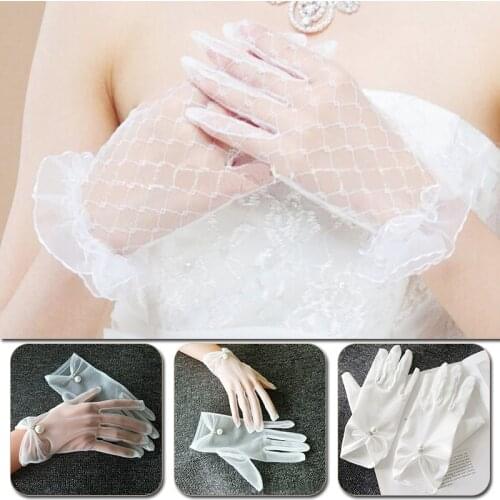 Bridal Gloves Ladies 2021 Hot Fashion And Popular Wedding Dress Gloves With Hazy Beauty Of Mesh Ruffles Charming Bridal Gloves