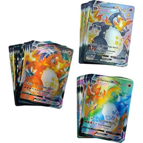 10~100Pcs Pokémon Spanish Ianguage Flash Game Battle Collection Card Children Battle Interactive Trade Toys Gift