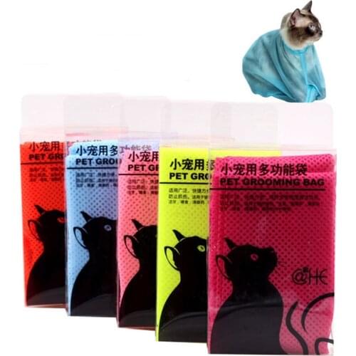 Dropshipping Cat Mesh Grooming Bath Bag kitten Washing Bathing Pet Nail Trim Injecting Examing Anti Scratch Bite Restraint Bag