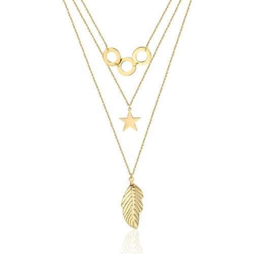 RIR Unique Three Layered Multilayer Necklace For Women Bijoux Femme Collier Statement Pendant Necklace Long Chain Necklaces