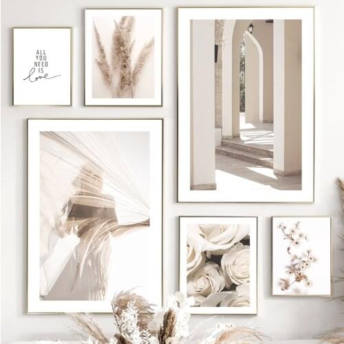 Rose Flower Reed Girl Moroccan Arch Door Wall Art Canvas Painting Nordic Posters And Prints Wall Pictures For Living Room Decor