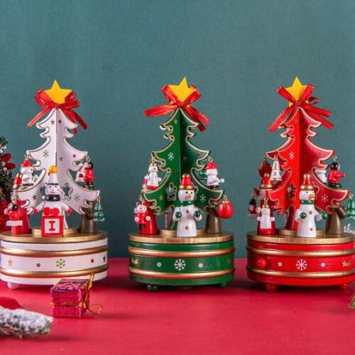 Christmas decorations wooden carousel Christmas tree music box ornaments music box gifts for girls gifts