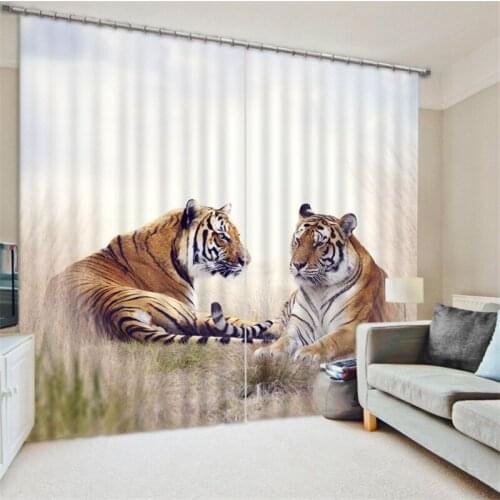 2017 Modern Luxury lion tiger 3D Blackout Window Curtains For Kids Bedding room Living room Hotel Drapes Cortinas