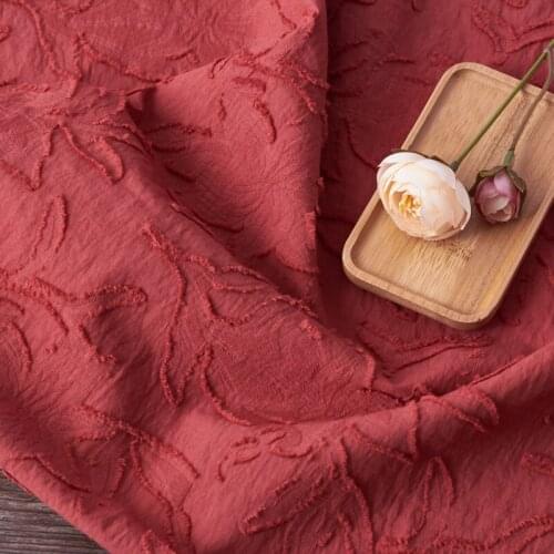 High quality cotton nylon fabric Spring and autumn jacquard patchwork High-end red dresses clothing fabric cotton