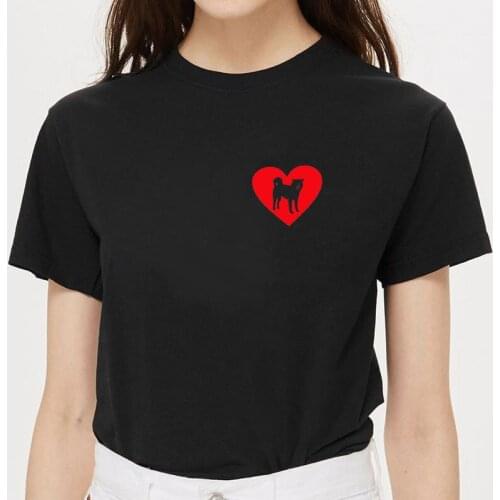 Funny I Love Akita Heart print cotton t shirts for women dog lover girlfriend Graphic Tees summer casual Female Tops