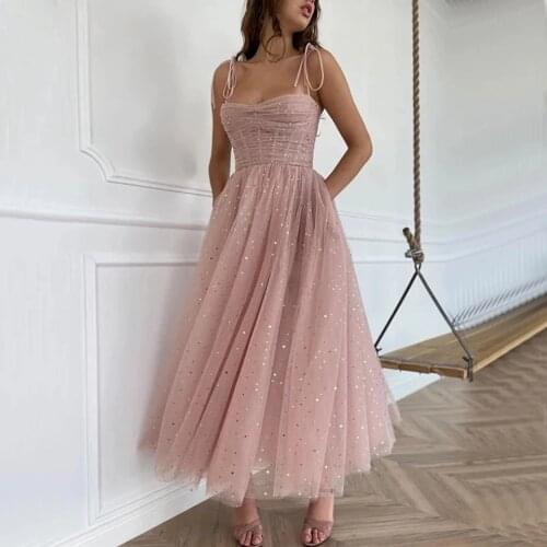 A-Line Suquins Long Prom Dresses 2021 New Women Formal Party Night Pink Robe De Soiree Graduation Dress Sleeveless Evening Gowns