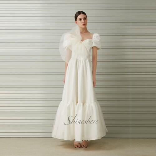 Jusere bridal dress elegant sweetheart wedding dress short sleeves A-line simple organza bridal gown
