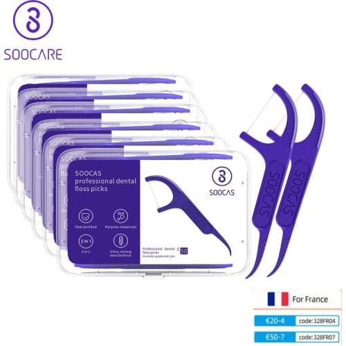 Youpin Soocas Dental Foss Pick Teeth Tooth Toothpicks Stick Oral Care Ergonomic Design FDA Testing Food Grade 50pc/box
