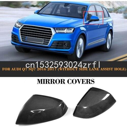 2pcs Carbon Fiber Side Door Wing Mirror Replacment Cap Cover Fit For Audi Q7 SQ7 2016-17