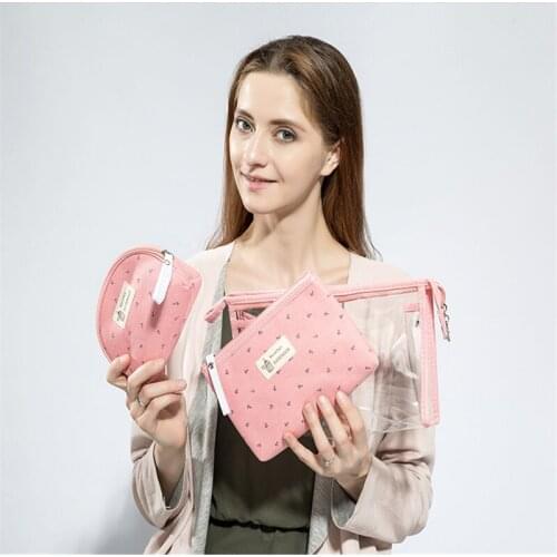 3PCS/Set Cosmetic Bags Women PVC Pouch Travel Organizer Toiletry Blosa Clear Makeup Bag Waterproof Neceser Portable Make Up Bags