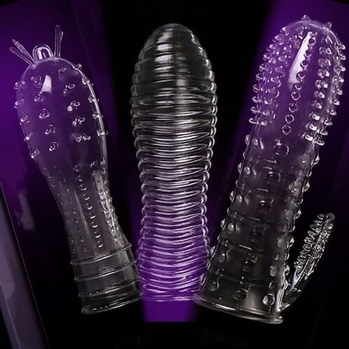 3pcs Crystal Delay Condom Dot Penis Sleeve Lasting Enlargement sex products spike Clitoris Erection aid extend sex toys for men