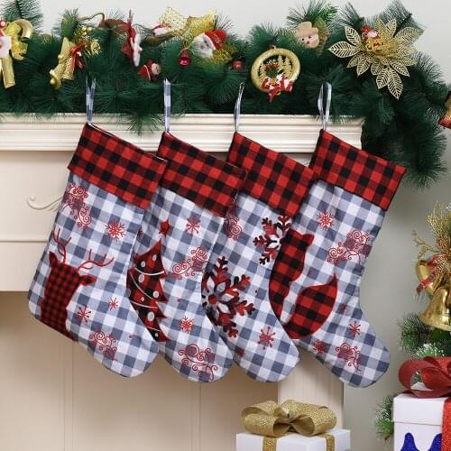 4pcs/set Large Stockings Santa Elk Fabric Gift Socks Christmas Lovely Bag For Children Fireplace Tree Christmas Decoration 2021