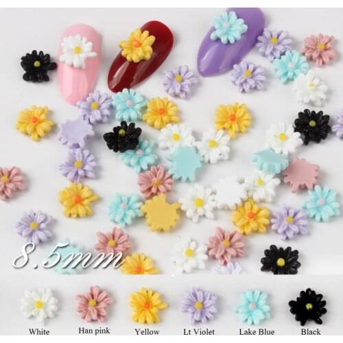 8.5MM Resin Emulate Daisy 100Pcs/Pack 3D Nail Art Rhinestones DIY Fashion Manicure Design Accessories